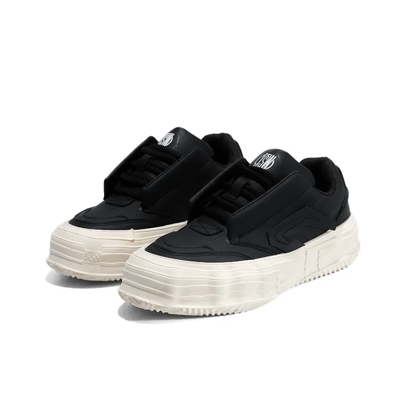 JEANSWEST Height Increasing Abrasion Resistant Lightweight Slip Resistant Low Top Skateboard Shoes Men Black-2