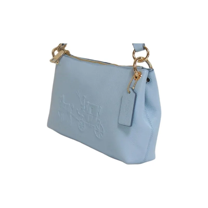 COACH Pebbled Leather Crossbody Bag, Shoulder Bag Large Size Women's Denim Blue-1