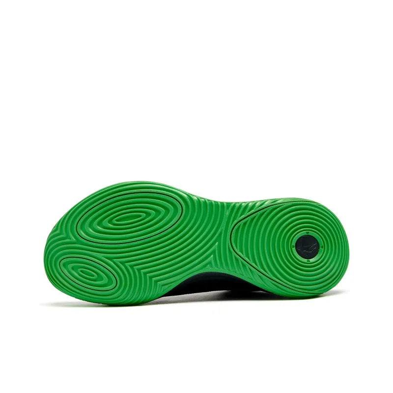QIAODAN Cushioning Coverage Rebound Anti Twist Breathable Slip Resistant Low Top Basketball Shoes Men's Black Green-4