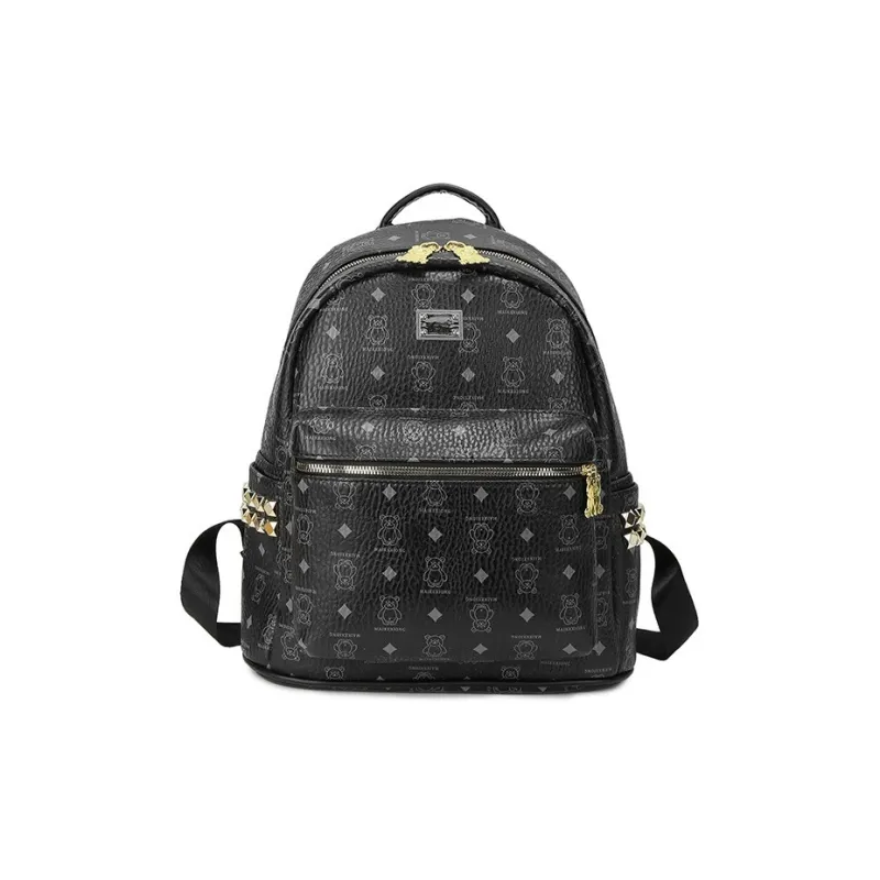 Yalu PU Backpack For High School And University Students Regular Women's Ecru/Pink/Black/Ginger Yellow-18