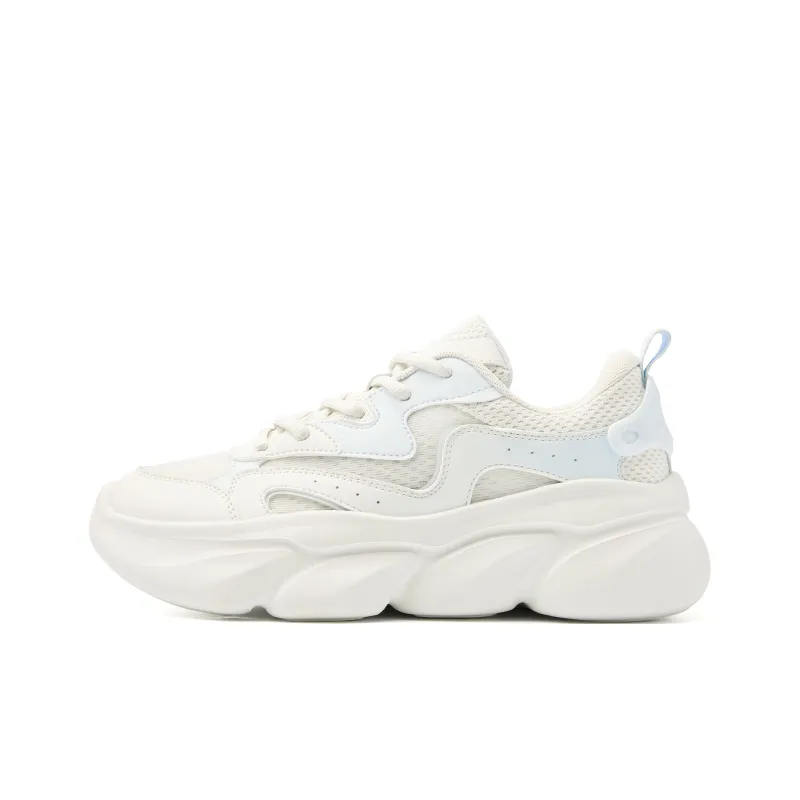 QIAODAN Anti Slip Wear Resistant Low Top Casual Shoes Women's White Blue-0