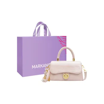 MARKANGARO Synthetic Leather Saddle Bag Regular Women's Glacier White/Night Sky/Peach Pink