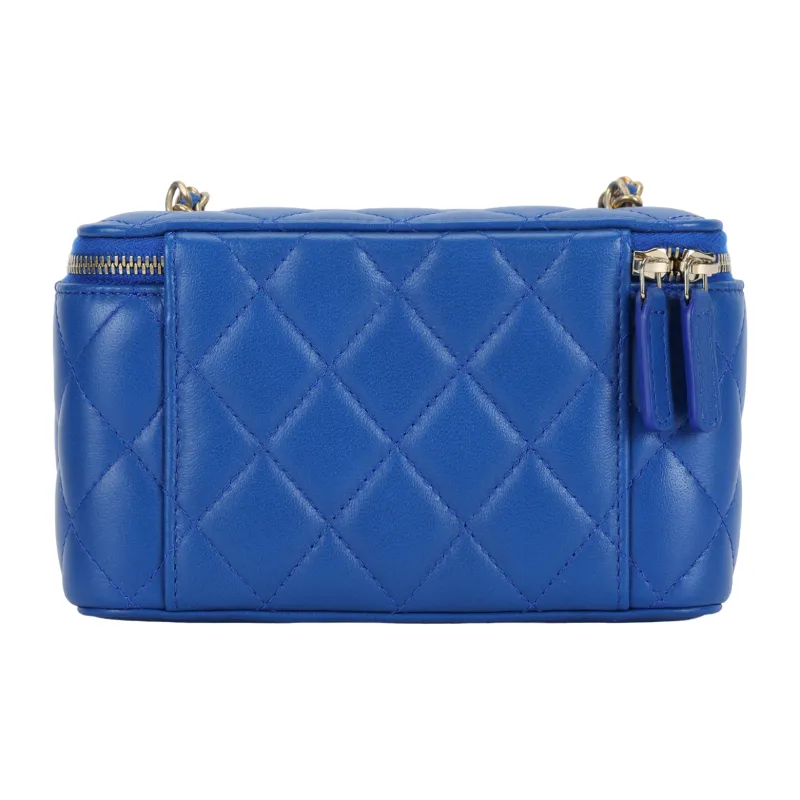 CHANEL Sheepskin Clutch, Long Box Bag, Shoulder Bag, Crossbody Bag Women's Blue-2