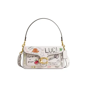 COACH Tabby Glove Tanned Leather One Shoulder Handbag Large Size Women's Brass & Chalk Multicolor