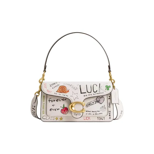 COACH Tabby Glove Tanned Leather One Shoulder Handbag Large Size Women's Brass & Chalk Multicolor