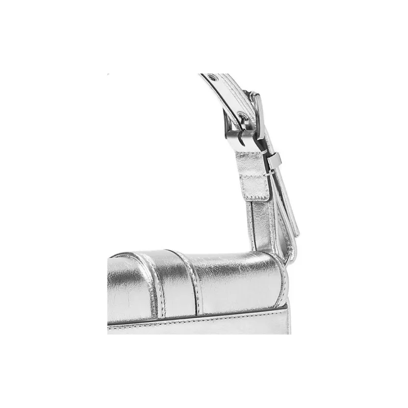 MICHAEL KORS Colby Leather Handbag, Shoulder Bag Mini Women's Silver-4