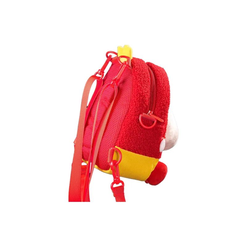 Three Foot Boy Corduroy Backpack Medium Size Unisex Red-3