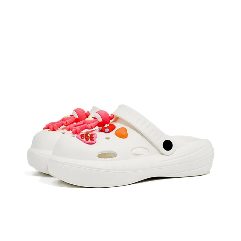 OUBT Pink 3D Effect Frogman Clogs Women's White-5
