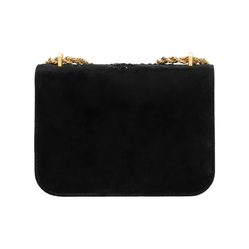 TORY BURCH Eleanor Velour Shoulder Bag, Crossbody Bag Women's Black-2