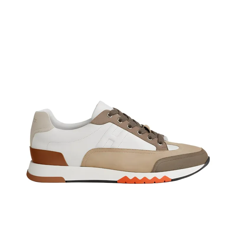 HERMES Trail Low Top Casual Shoes 3cm Men's Beige-1