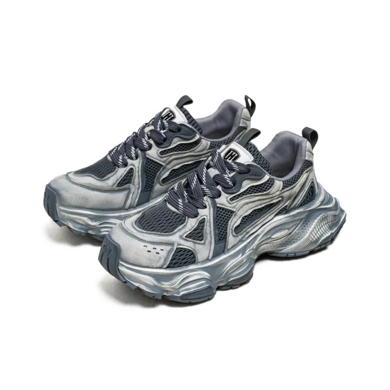 HACKBUTEER Cushioning Anti Slip Wear Resistant Breathable Height Increasing Low Top Chunky Sneakers Men's-7