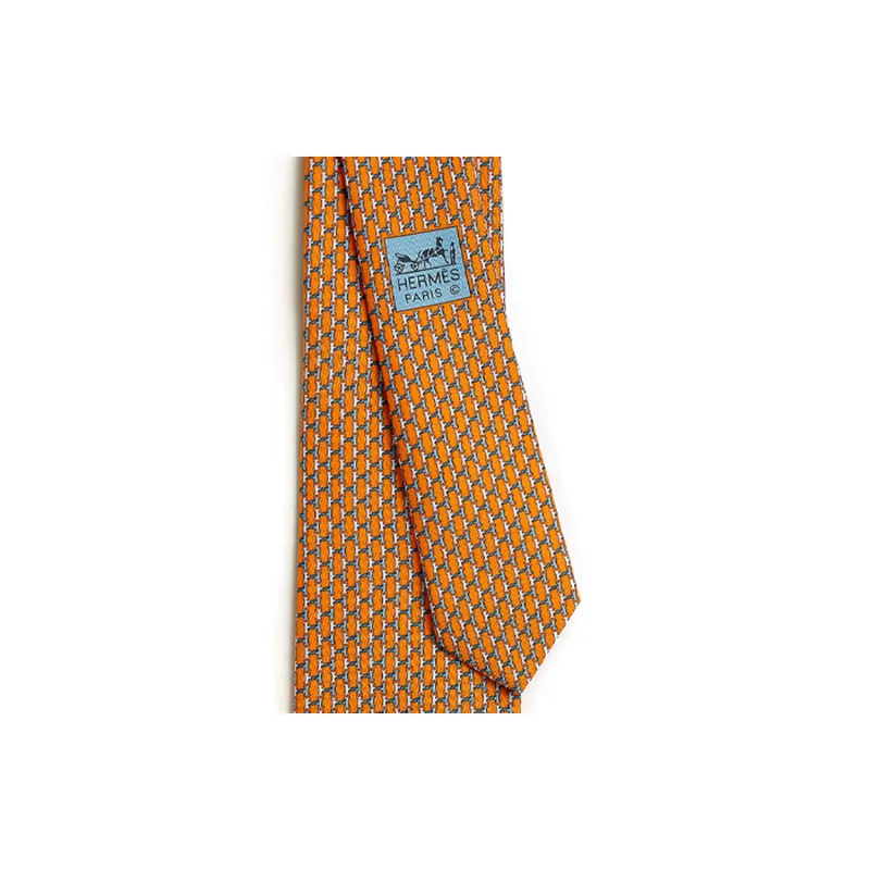 HERMES Mulberry Silk Ties Men's Orange-1