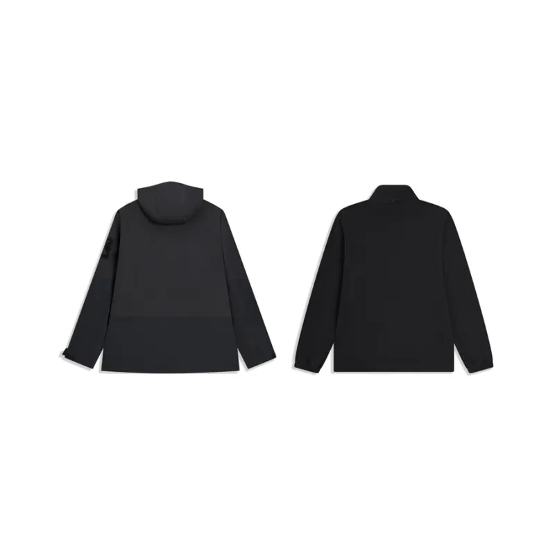 XTEP Variety Training Collection Water Resistant Windproof Warm Water Repellent Windbreaker Jacket Unisex Jet Black-1