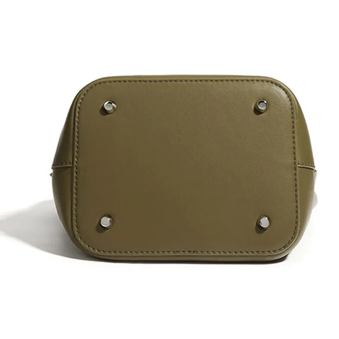 ROBERTA DI CAMERINO Cow Split Leather, Leather Handbag Regular Women's Ecru/Black/Olive Green-16
