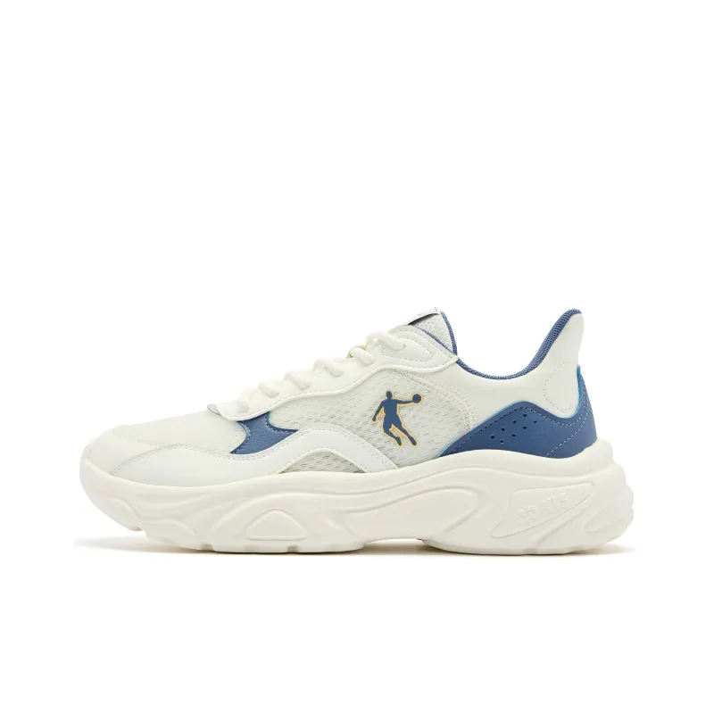 QIAODAN Abrasion Resistant Slip Resistant Low Top Casual Shoes Men's White Blue-0