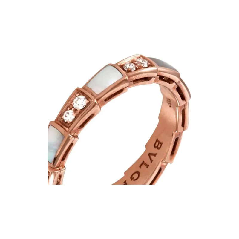 BVLGARI Rose Gold, Diamond, Pearl Mother Of Pearl Rings Women's-1