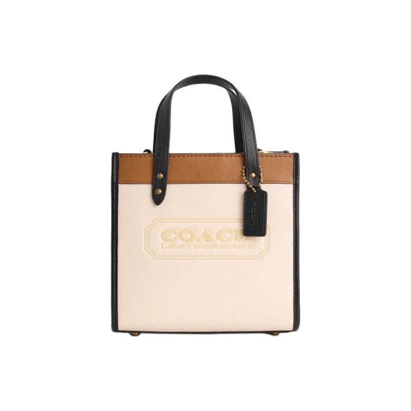 COACH Cow Leather Tote Bag, Shopping Bag, Shoulder Bag, Handbag Small Size Women's Chalk White-0