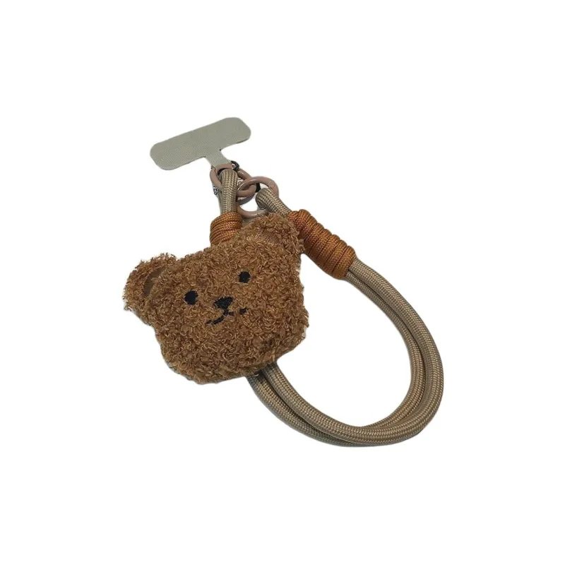 Ha Jie Bret Cute Plush Bear Cropped Lanyard Bag Pendant Cell Phone Chain Rope Bracelets-0