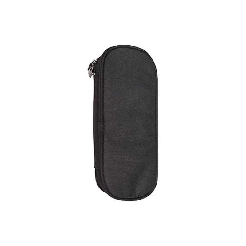 NKMA Black Half Dial Leather Strap Makeup Brush Bag Portable-0