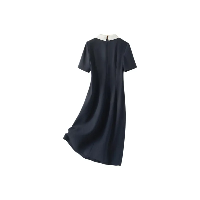 IHIMI Short Sleeved Dresses Women's Navy Blue-1