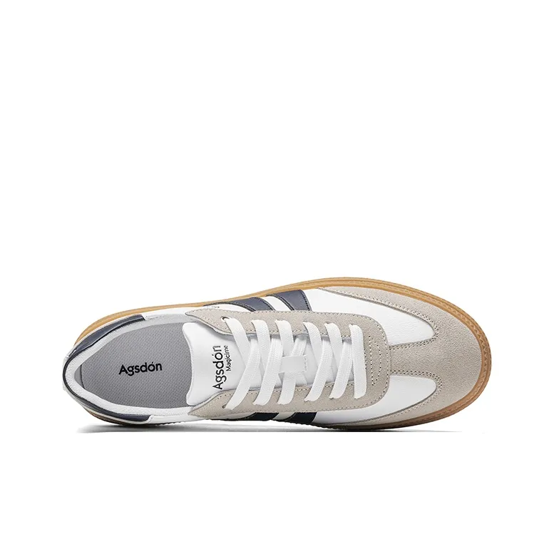 AGSDON Non-slip Lightweight Low-Top Skateboard Shoes Men's Beige Green-9