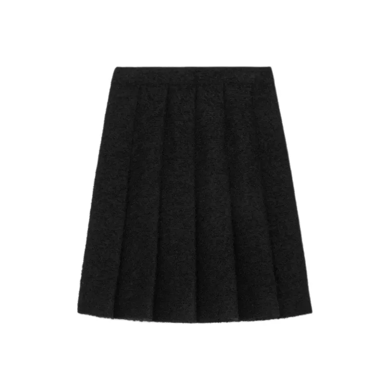 CELINE Pleated Skirt In Bouclette Natté-1