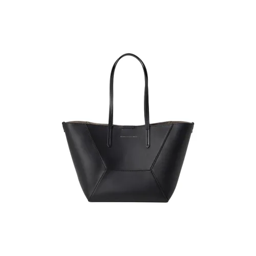 Brunello Cucinelli Calfskin Tote Bag Shopping Bag Shoulder Bags Small Size Women's Black