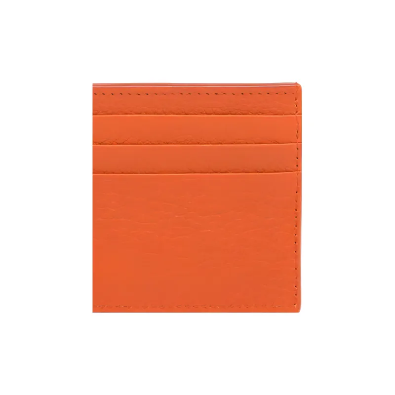 PRADA Leather Card Clip Card Holder Women's Orange-4