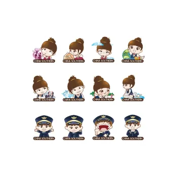 ZHONGGUONANFANGHANGKONG Southern Airlines Cultural Creativity Round Wooden Anime/Games Fridge Magnets