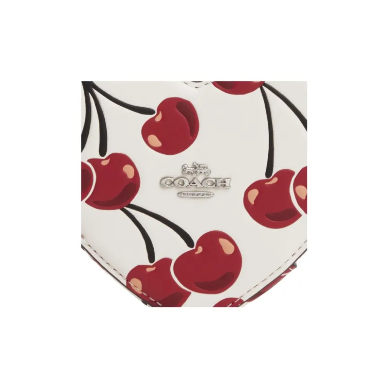 COACH Coated Canvas Heart Shaped Bag Coin Purse Mini Women's White & Red-4