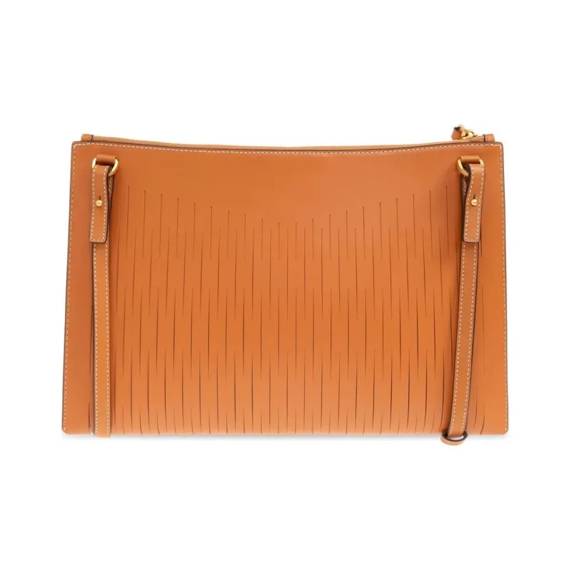 MCM Aren Nappa Leather Clutch Medium Size Women's Brown-2