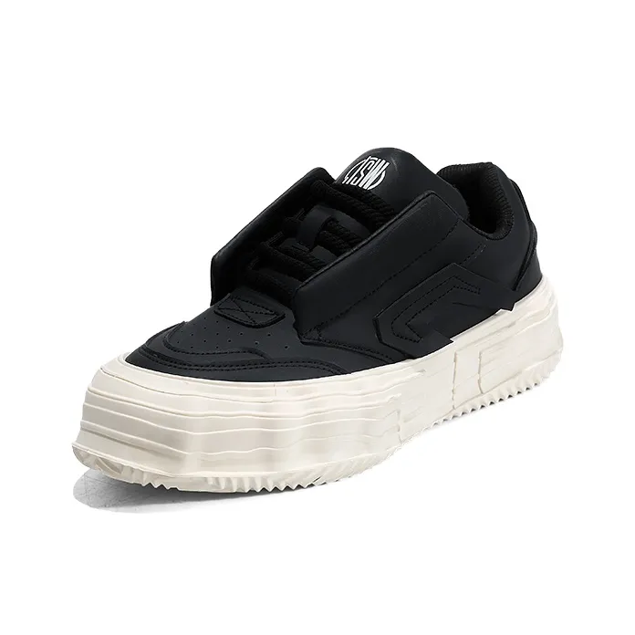 JEANSWEST Height Increasing Abrasion Resistant Lightweight Slip Resistant Low Top Skateboard Shoes Men Black-3