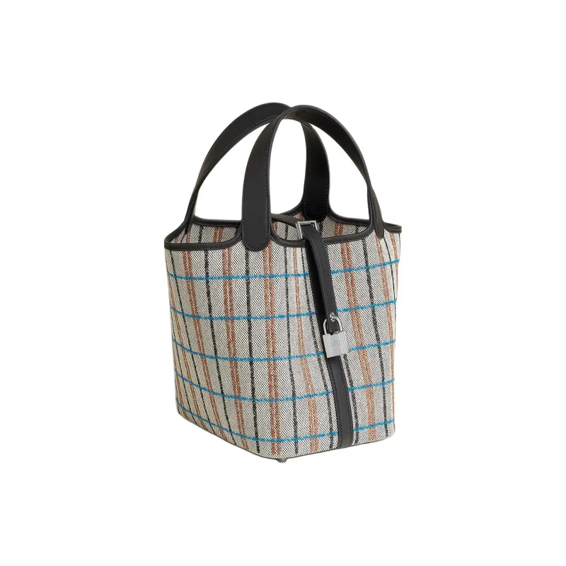 HERMES Picotin Lock Canvas With Swift Leather Basket Bag Handbag Women's Light Beige & Multicolor-1