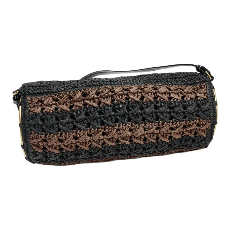 ZARA Cellulose Material Cylinder Bag, Shoulder Bag Small Size Women's Black & Brown-1