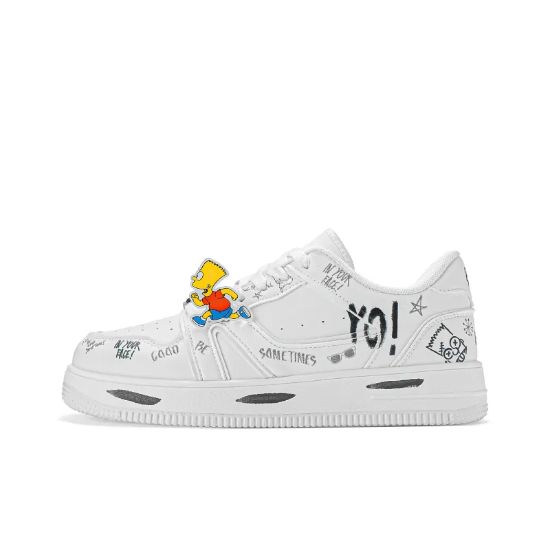The Simpsons Skateboard Shoes Unisex Low Top Mismatched/White Red/White Black/White-32