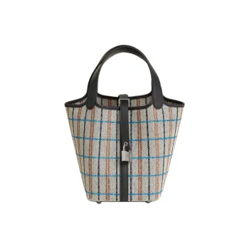 HERMES Picotin Lock Canvas With Swift Leather Basket Bag Handbag Women's Light Beige & Multicolor