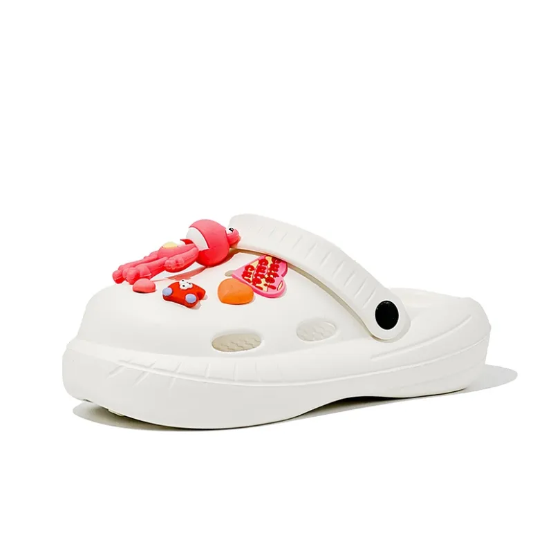 OUBT Pink 3D Effect Frogman Clogs Women's White-1
