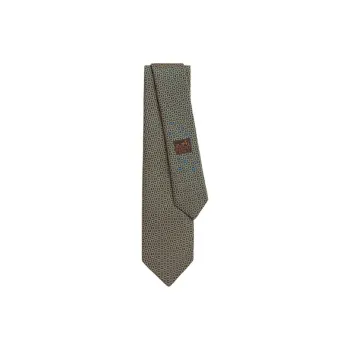 HERMES Mulberry Silk Ties Men's Indigo/Yellow