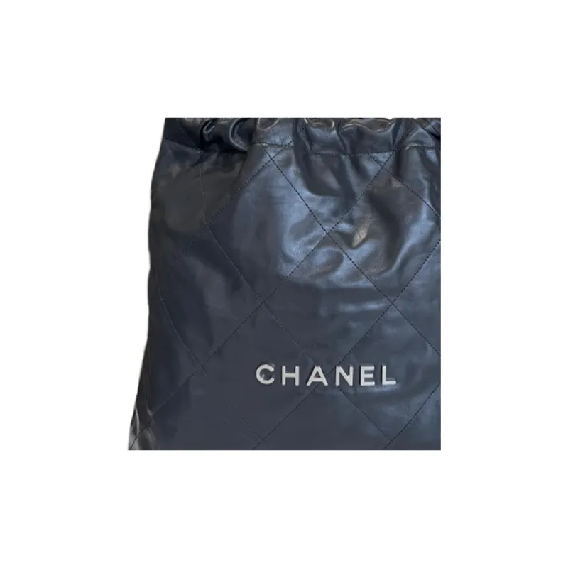 CHANEL 22Bag Shiny Calfskin Hobo Bag Shoulder Bag Medium Size Women's Dark Gray-2
