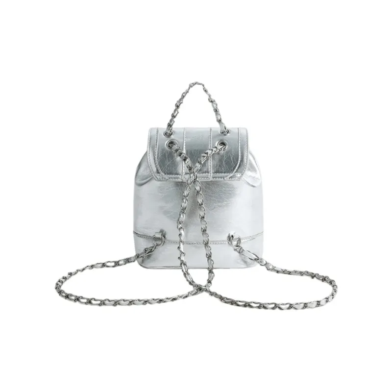 Warrior PU Backpack Medium Size Unisex Silver-1