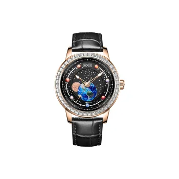 BEXEI Zodiac Collection Automatic Mechanical Movement Leather Watch Bands Watch Men's Watches Black Dial