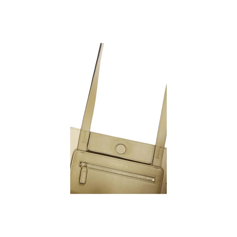 Vanessa Bruno Cow Leather Tote Bag, Shopping Bag, Shoulder Bag Trumpets Women's Olive Green-4
