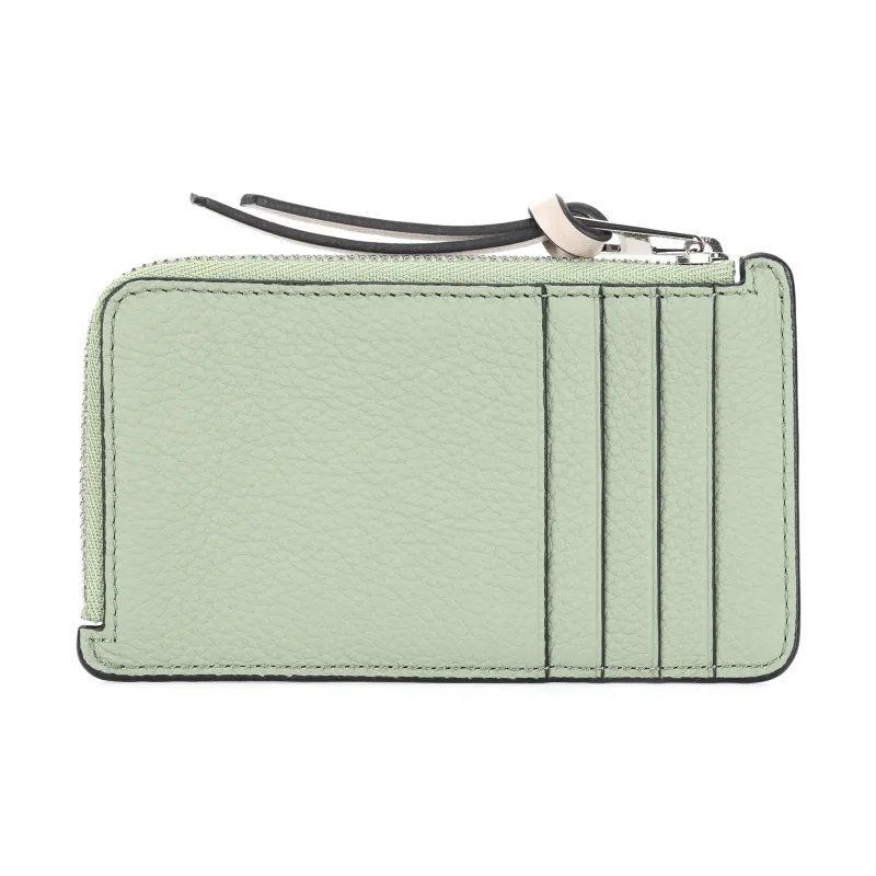 LOEWE Cow Leather Coin Card Holder Women's Thyme Green/Smoky Brown-2