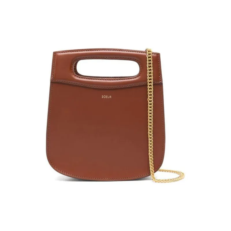 SOEUR Calfskin Shoulder Bag Crossbody Bag Handbag Women's Cognac Brown-0