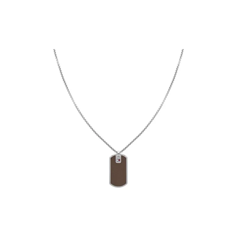 Tommy Hilfiger Stainless Steel Leather Necklaces Men's Silver-0