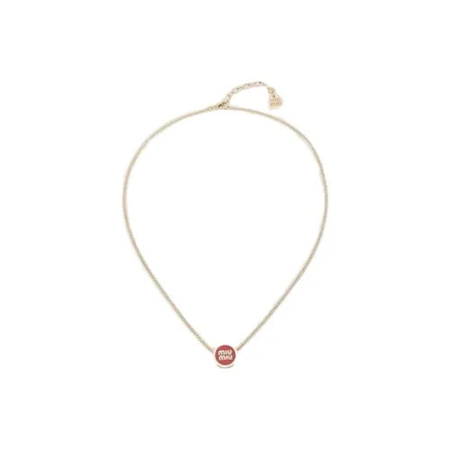 MIU MIU Copper Alloy Necklaces Women's Red