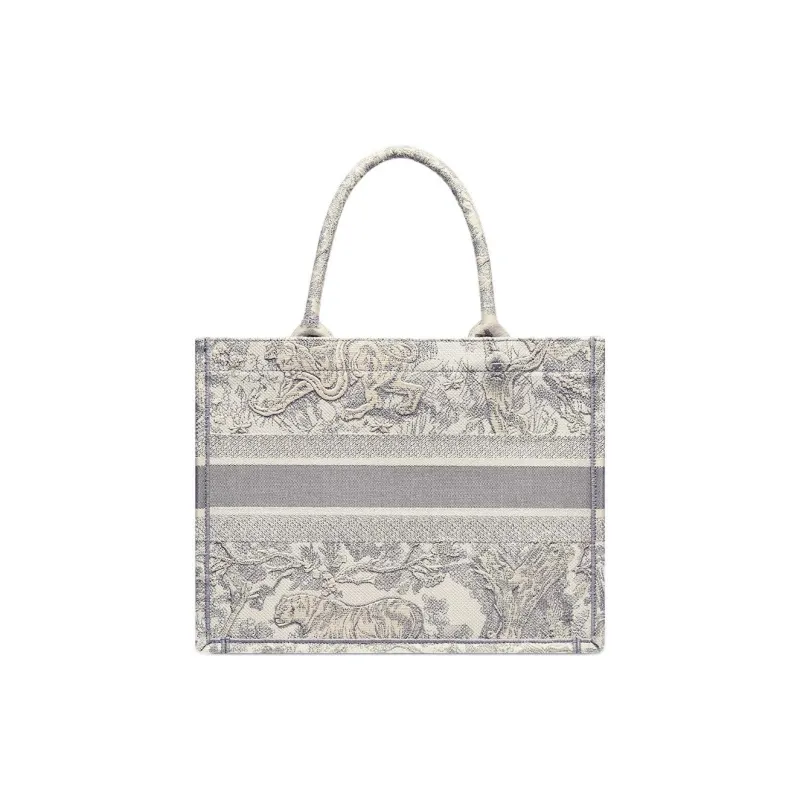 DIOR BookTote Cotton Tote Bag, Shopping Bag, Handbag Medium Size Women's Beige & Gray-2