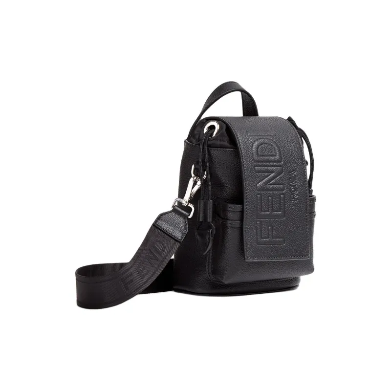 FENDI ROMA Calfskin Sling Bag Men's Black-1