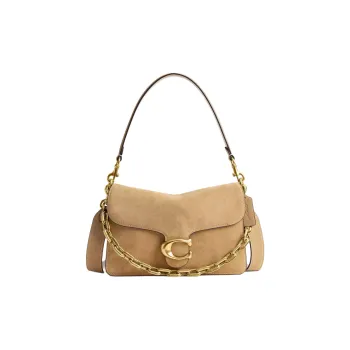 COACH Suede With Calfskin One Shoulder Handbag Tubas Women's Brass Sand Color