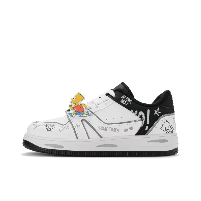The Simpsons Skateboard Shoes Unisex Low Top Mismatched/White Red/White Black/White-39